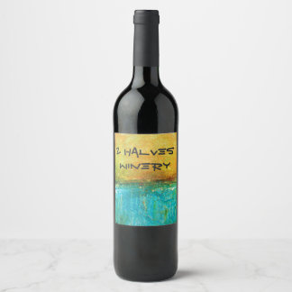Etiqueta Para Botella De Vino 2 mitades Resumen Pintura de medios mixtos arte