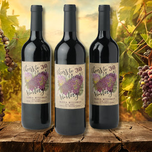 Etiqueta Para Botella De Vino 30 años de viña rústica a 30 años