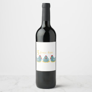 Etiqueta Para Botella De Vino 3 gallinas francesas