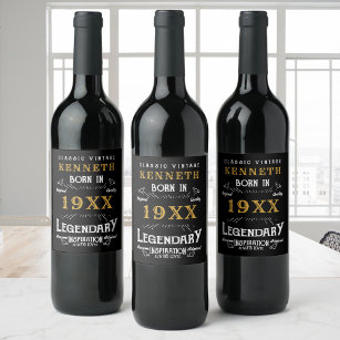 Etiqueta Para Botella De Vino 40.ª añada de oro negro vintage año