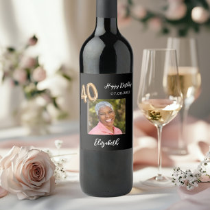 Etiqueta Para Botella De Vino 40.ª foto de oro negro