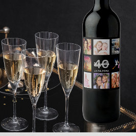 Etiqueta Para Botella De Vino 40.º collage de fotos de fiestas de cumpleaños neg