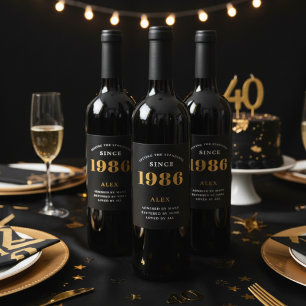 Etiqueta Para Botella De Vino 40.º Nombramiento de cumpleaños 1984 Moda elegante