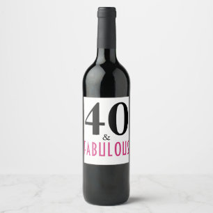 Etiqueta Para Botella De Vino 40 y cumpleaños fabuloso