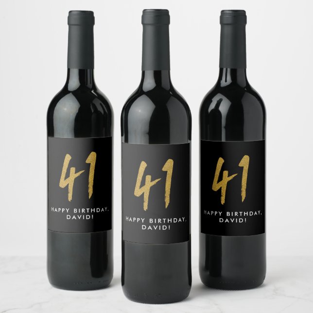 Etiqueta Para Botella De Vino 41.ª fiesta de cumpleaños etiqueta de vino de colo (Botellas)