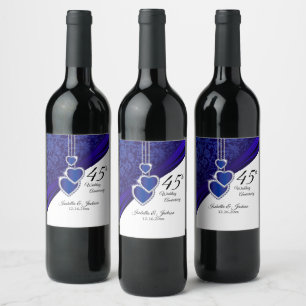 Etiqueta Para Botella De Vino 45.º Aniversario del Boda de Sapphire