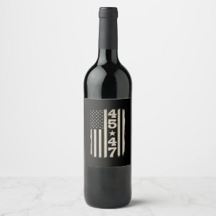 Etiqueta Para Botella De Vino 45 47 Trump Bandera Vintage USA 47º Presidente