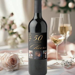 Etiqueta Para Botella De Vino 50.ª festividad de cumpleaños foto guión de ovejas