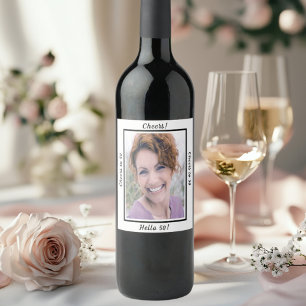 Etiqueta Para Botella De Vino 50.ª foto de cumpleaños anima a 50 años mujeres