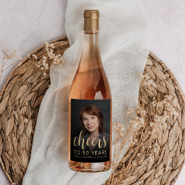 Etiqueta Para Botella De Vino 50.ª Fotomontaje De Fiesta De Cumpleaños