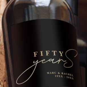 Etiqueta Para Botella De Vino 50.º Aniversario Boda Regalo negro de oro