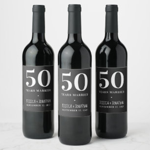 Etiqueta Para Botella De Vino 50.º aniversario Boda simple y clásico