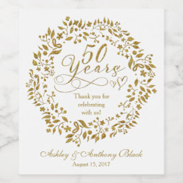 Etiqueta Para Botella De Vino 50.º Aniversario de Oro Personalizado