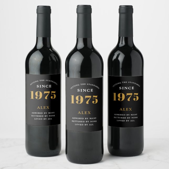 Etiqueta Para Botella De Vino 50.º Nombramiento de cumpleaños 1975 Moda elegante (Botellas)