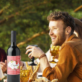 Etiqueta Para Botella De Vino 50.º patrón blanco rojo botánico limón italiano