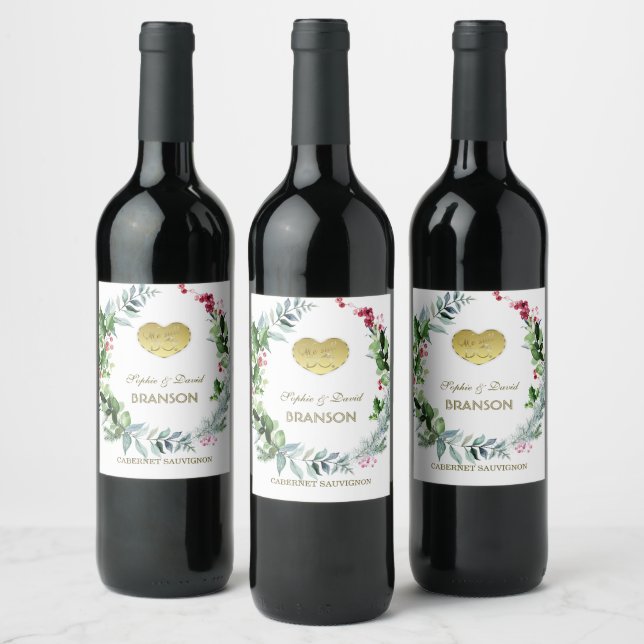 Etiqueta Para Botella De Vino 50° aniversario Boda de invierno (Botellas)