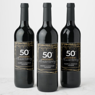 Etiqueta Para Botella De Vino 50° Aniversario del Favor de la Frontera de Oro