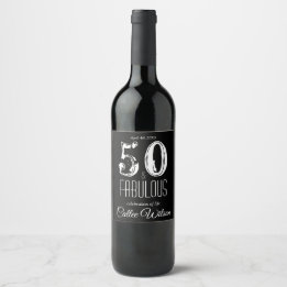 Etiqueta Para Botella De Vino 50° Día de Celebración de la Vida