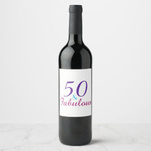 Etiqueta Para Botella De Vino 50 y 50.o cumpleaños fabuloso coloridos