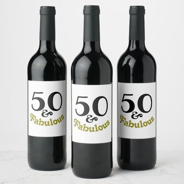 Etiqueta Para Botella De Vino 50 y fabulosa fiesta de cumpleaños (Botellas)
