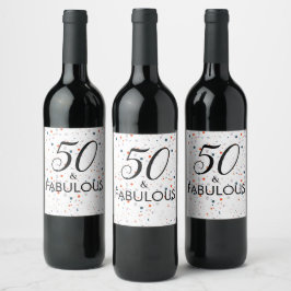 Etiqueta Para Botella De Vino 50 Y Fabulosa Fiesta De Cumpleaños Del Personaliza