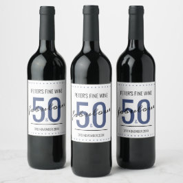 Etiqueta Para Botella De Vino 50 y fabuloso cumpleaños azul personalizado