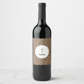 Etiqueta Para Botella De Vino 50 y fabuloso estampado de leopardo
