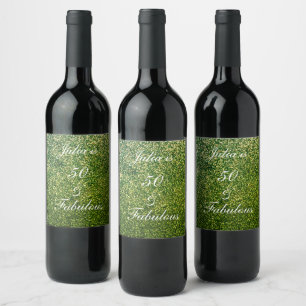 Etiqueta Para Botella De Vino 50 Y Fabuloso Nacimiento Purpurina Verde Blanco Gu