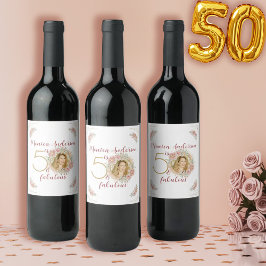 Etiqueta Para Botella De Vino 50 y fabuloso nombre de Purpurina de fiesta de cum