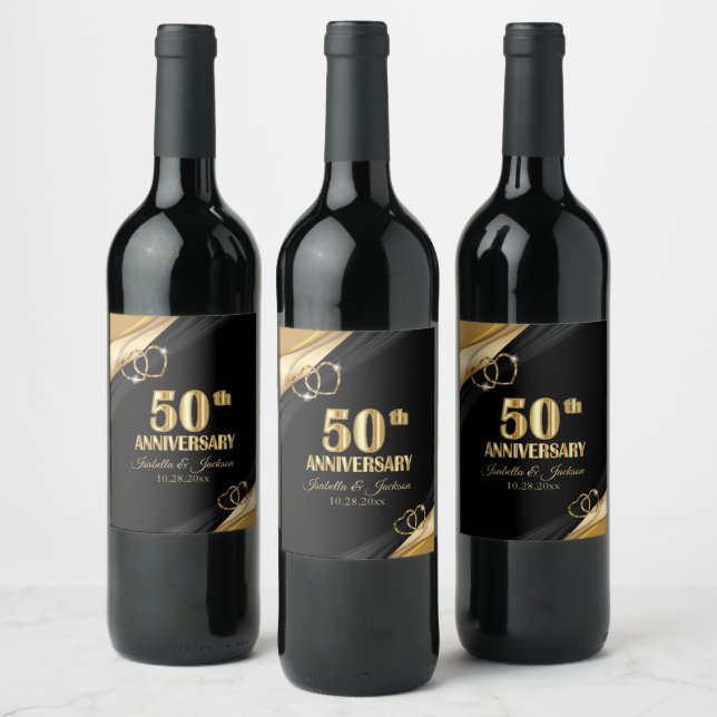 Etiqueta Para Botella De Vino 50th Golden Anniversary  (Botellas)