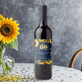 Etiqueta Para Botella De Vino 60.ª Rústica del Girasol