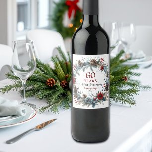 Etiqueta Para Botella De Vino 60.º Aniversario del Boda del Diamante Elegante In