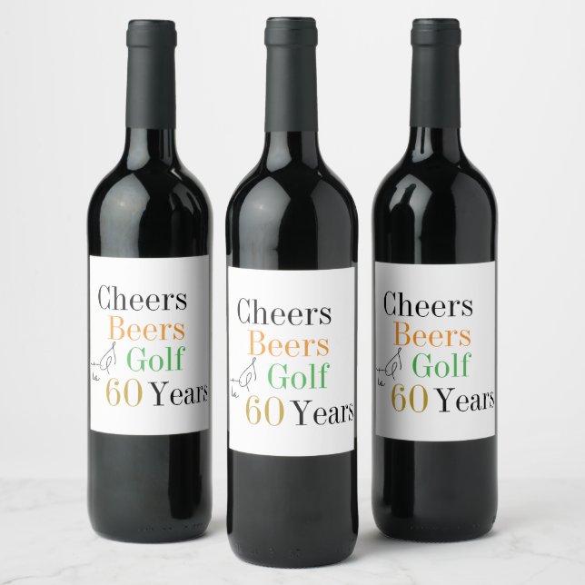 Etiqueta Para Botella De Vino 60.º Fiesta Mínimo de Alegres de Golf (Botellas)