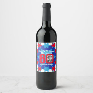 Etiqueta Para Botella De Vino 60.º nombre de cumpleaños foto personalizados etiq