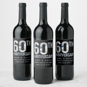 Etiqueta Para Botella De Vino 60.º Personalizado de aniversario de Boda de diama