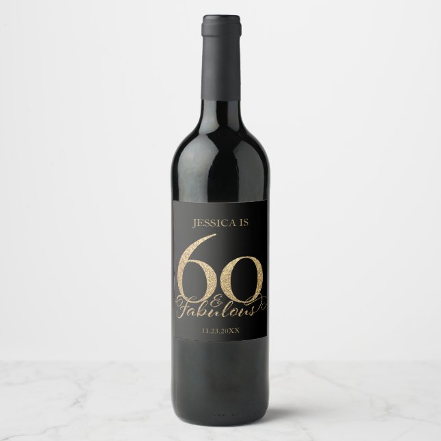 Etiqueta Para Botella De Vino 60 cumpleaños (Anverso)