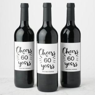 Etiqueta Para Botella De Vino 60.o cumpleaños - alegrías a 60 años
