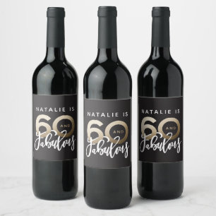 Etiqueta Para Botella De Vino 60 y fabulosa etiqueta de fiesta de cumpleaños