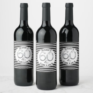 Etiqueta Para Botella De Vino 60 y fabuloso cumpleaños