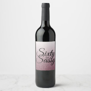 Etiqueta Para Botella De Vino 60 y Sassy 60 Birthday Purple Purpurina Ombre