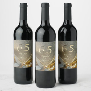 Etiqueta Para Botella De Vino 65° aniversario Boda 65 años Jubileo