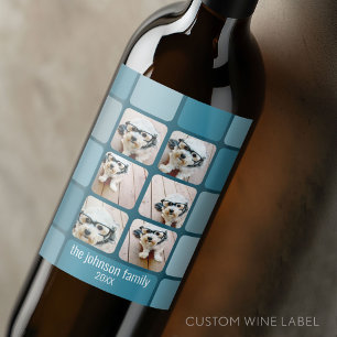 Etiqueta Para Botella De Vino 6 Collage de fotos con el nombre del tipo de letra