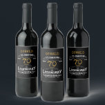 Etiqueta Para Botella De Vino 70.º cumpleaños Black Gold Legendary Funny Wine La<br><div class="desc">Una etiqueta de botella de vino elegante personalizada que es fácil de personalizar para esa fiesta especial de cumpleaños.</div>