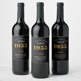 Etiqueta Para Botella De Vino 70.º Nombramiento de cumpleaños 1955 Moda elegante