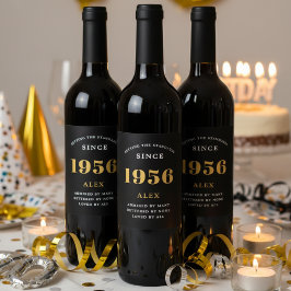 Etiqueta Para Botella De Vino 70.º Nombramiento de cumpleaños 1956 Moda elegante