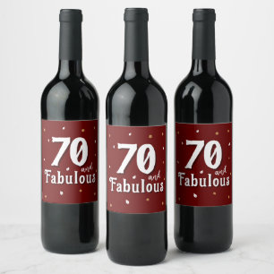 Etiqueta Para Botella De Vino 70 y fabuloso Purpurina rojo 70 cumpleaños