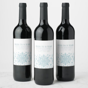 Etiqueta Para Botella De Vino 75.º cumpleaños Personalizado Minimalista de copos