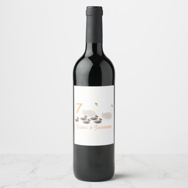 Etiqueta Para Botella De Vino 7 Cisnes a Natación (Anverso)