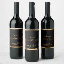 Etiqueta Para Botella De Vino 80.ª fiesta de cumpleaños clásico del oro negro