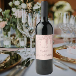 Etiqueta Para Botella De Vino 80.ª fiesta de cumpleaños gotea purpurina de oro d